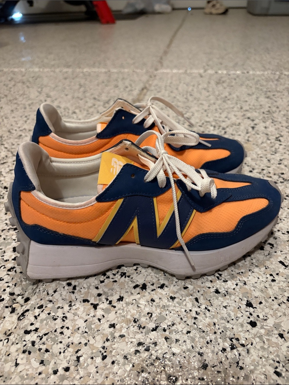 New Balance Men's Orange and Navy Retro Runner Sneakers